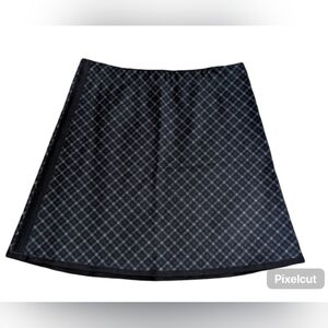 Max Studio London Pull-on A-lined Plaid Skirt Trim Detail Elastic Waistband